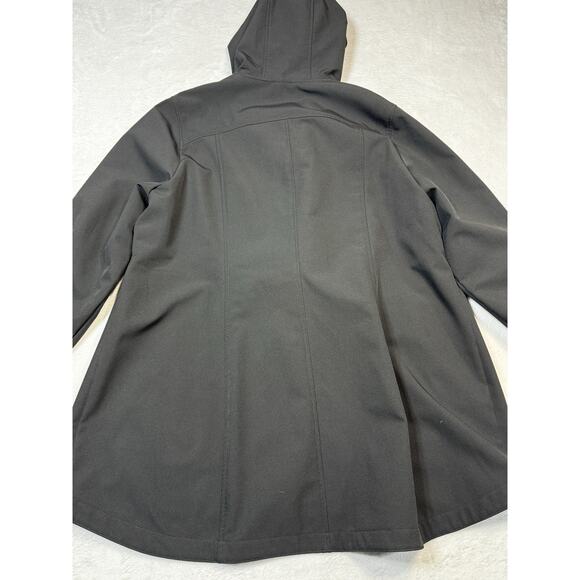 Kristen Blake Black Softshell Lined Raincoat Women’s 1X Hooded Water Resistant - Picture 5 of 9